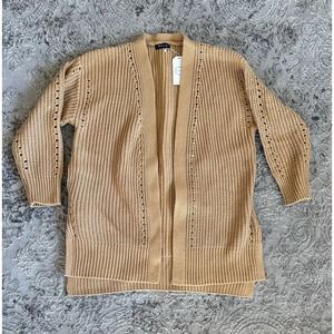 NWT Lillysong Chunky Knit Tan Cardigan Sweater Sz. M
